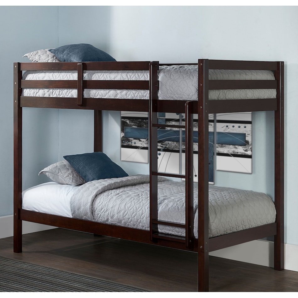 hudson dark brown twin bunk bed   