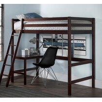 hudson dark brown twin loft bed with desk   