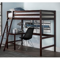 hudson dark brown twin loft bed with desk   