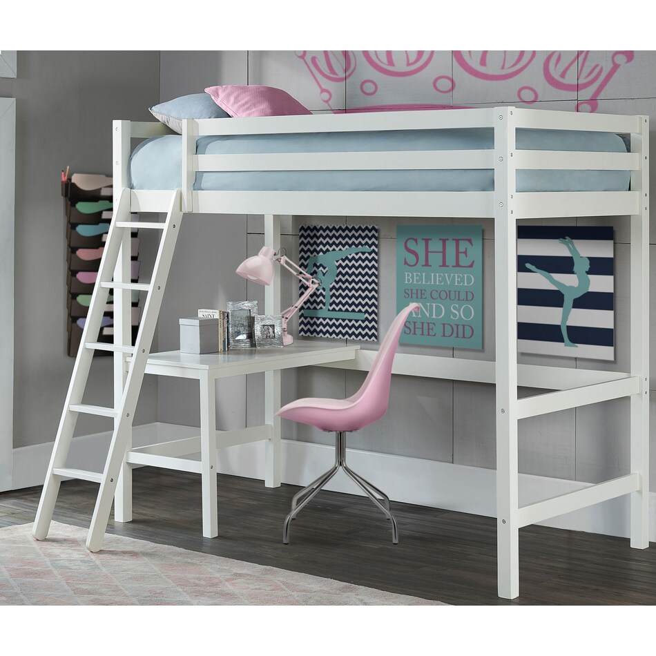 hudson white twin loft bed with desk   