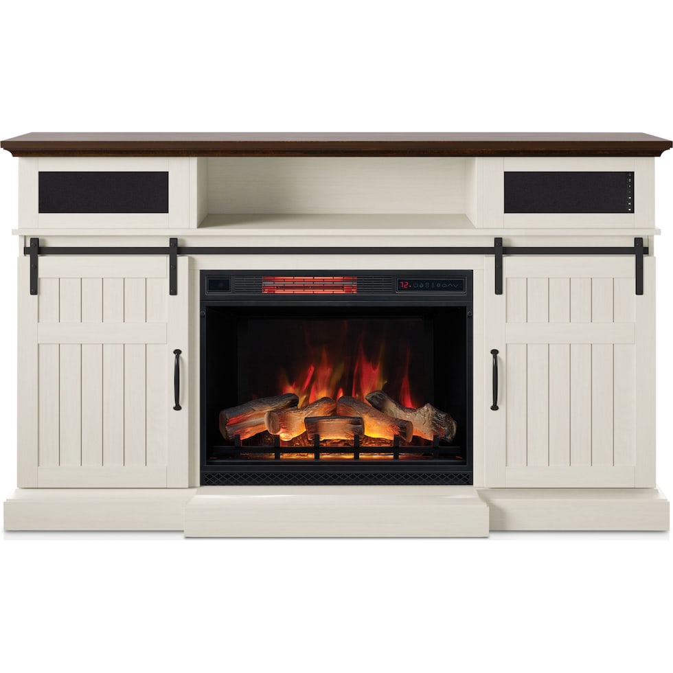 hunter white fireplace tv stand   