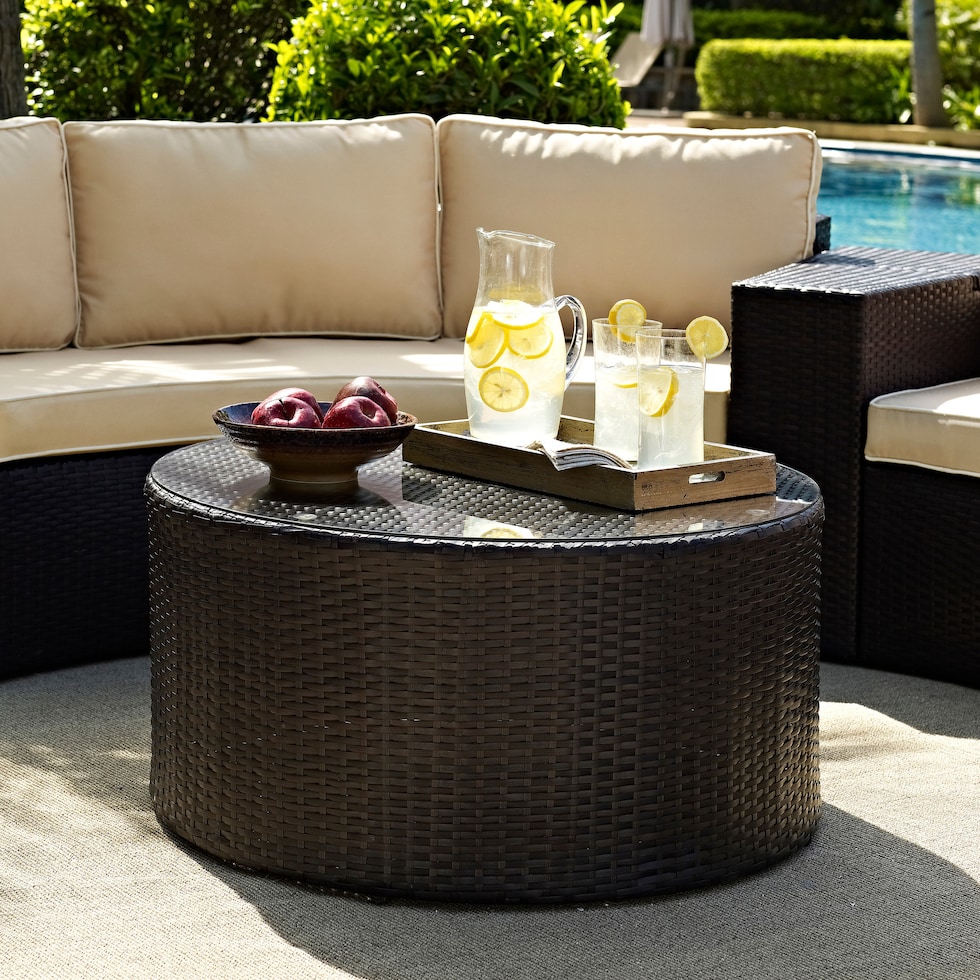 huntington dark brown outdoor coffee table   