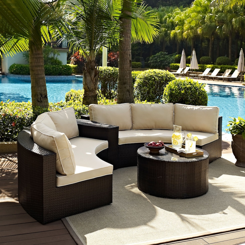 huntington dark brown outdoor sectional set   