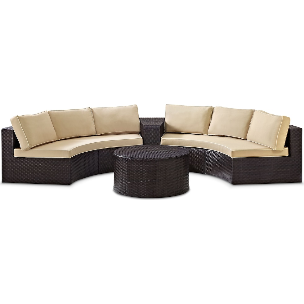 huntington dark brown outdoor sectional set   