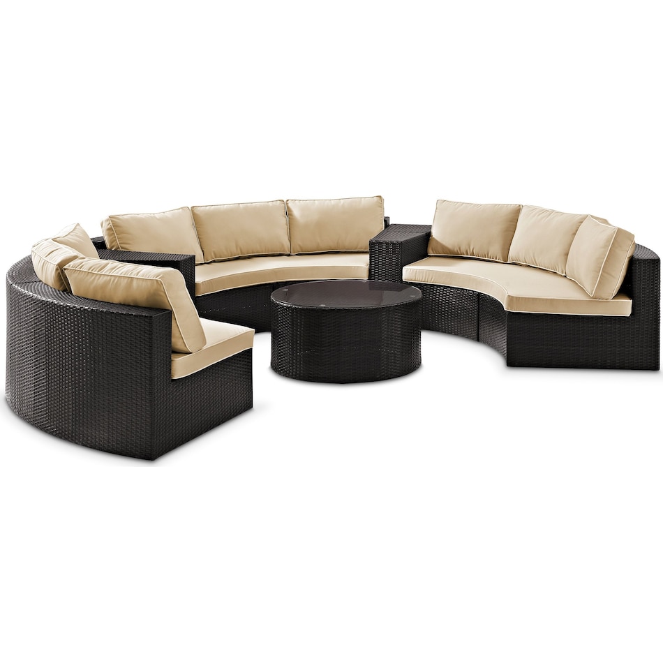 Huntington 5Piece Outdoor Sectional and Coffee Table Set Brown
