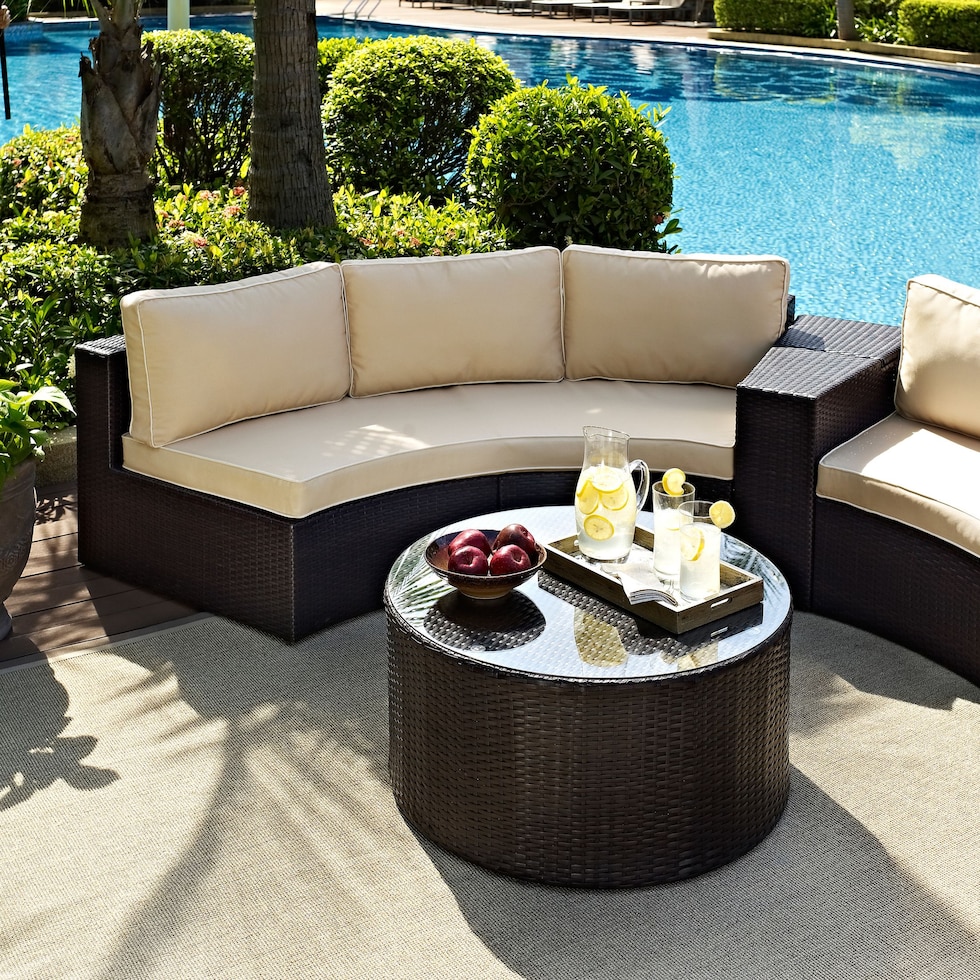 huntington dark brown outdoor sofa set   