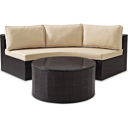 Huntington Outdoor Sofa and Coffee Table Set - Brown