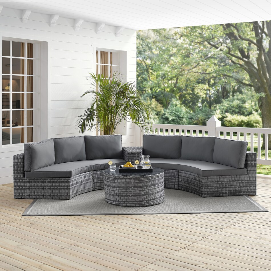 huntington gray outdoor sectional set   