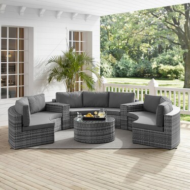 Huntington 5-Piece Outdoor Sectional and Coffee Table Set - Gray