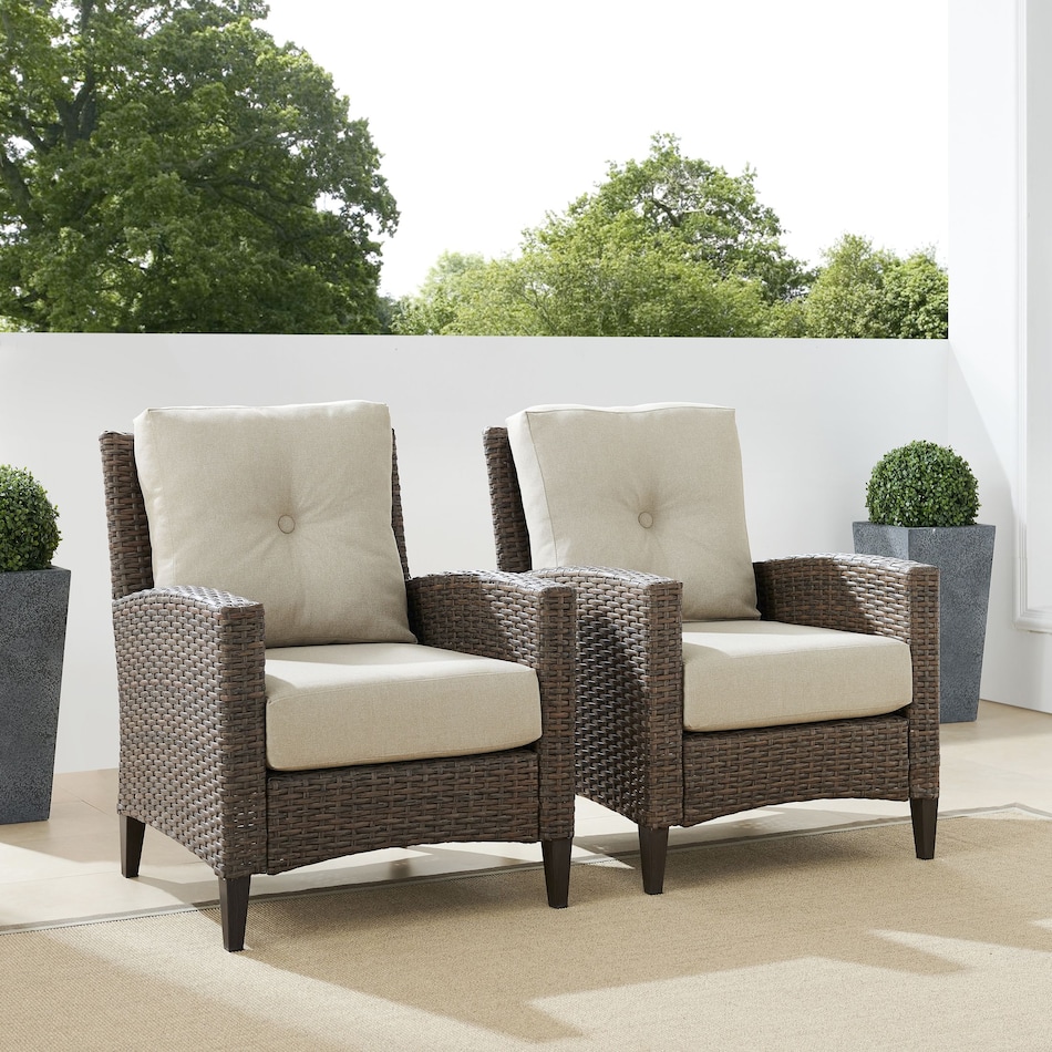 huron light brown outdoor chair set   