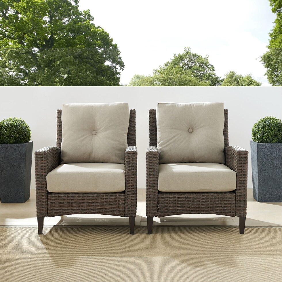 huron light brown outdoor chair set   