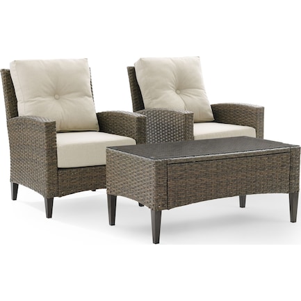 Huron Set of 2 Outdoor Chairs and Coffee Table