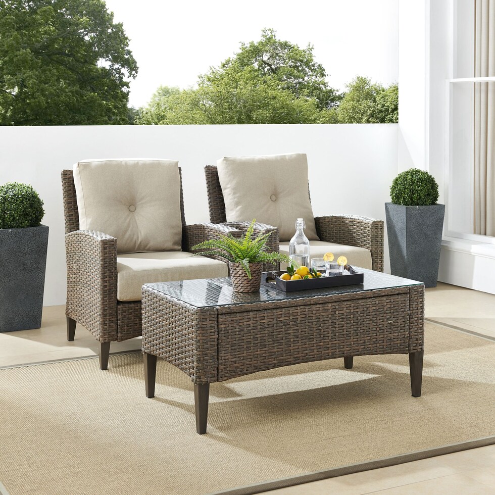 huron light brown outdoor chair set   