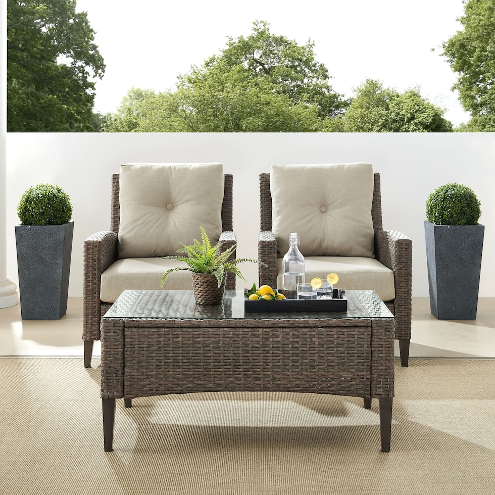 huron light brown outdoor chair set   