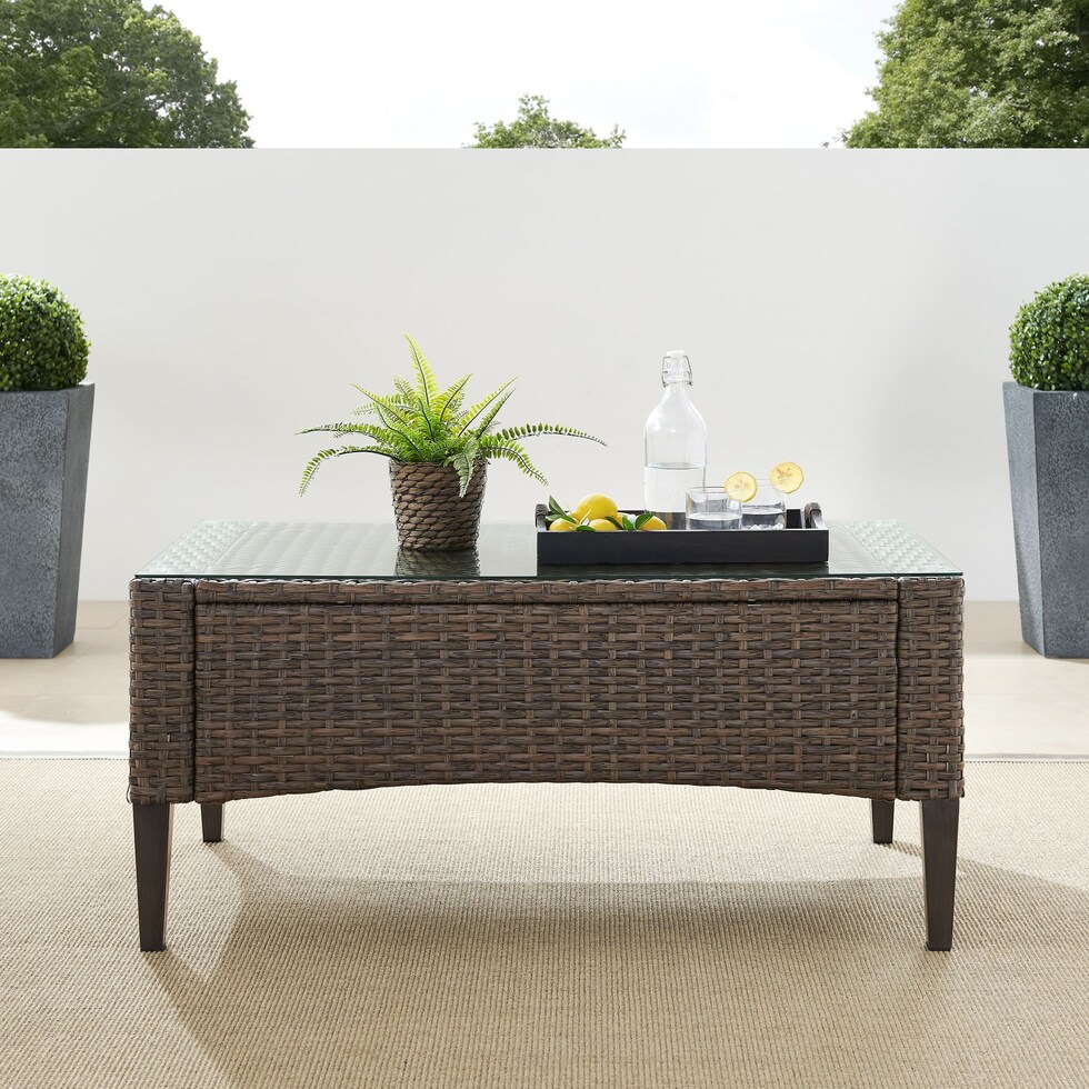 huron light brown outdoor coffee table   