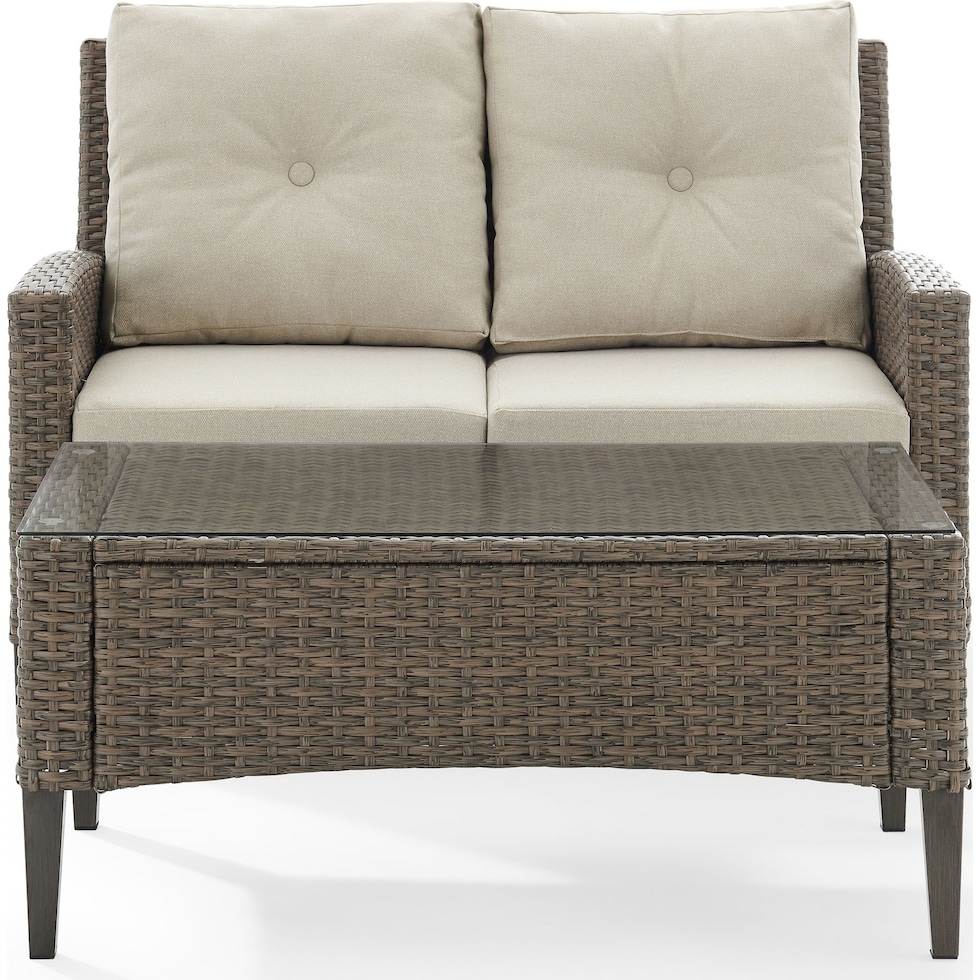 huron light brown outdoor loveseat set   