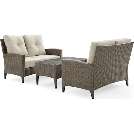 Huron Set of 2 Outdoor Loveseats and Coffee Table