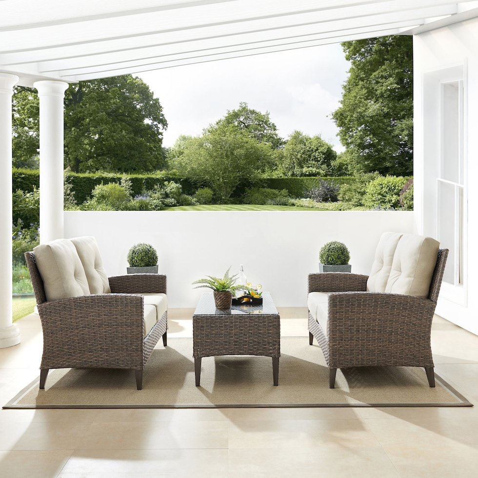 huron light brown outdoor loveseat set   