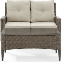 huron light brown outdoor loveseat set   