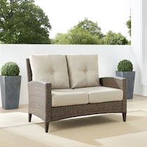 huron light brown outdoor loveseat   