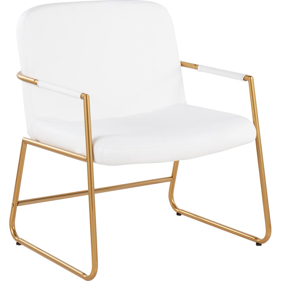 inessa white gold accent chair   