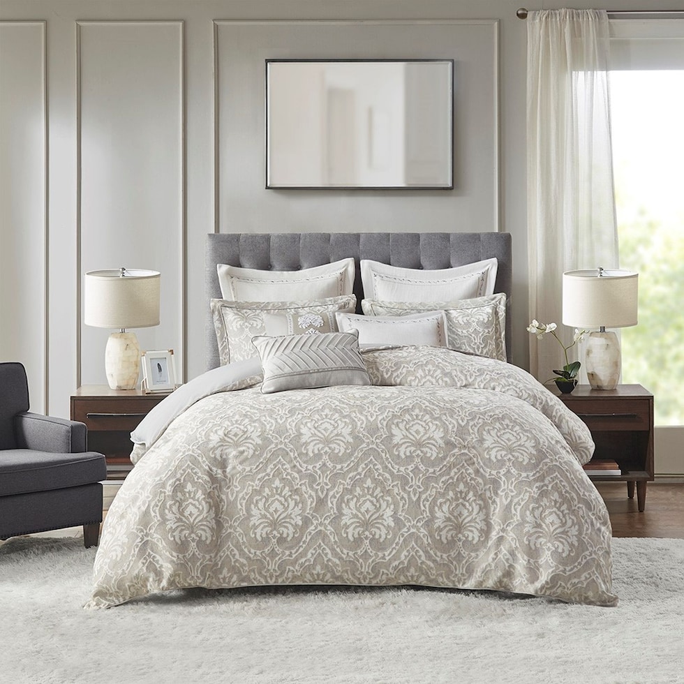 iris gray king bedding set   