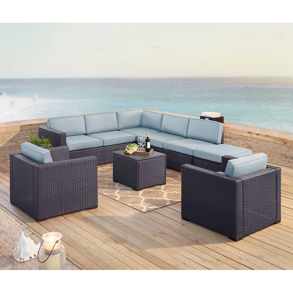 isla blue outdoor sectional set   