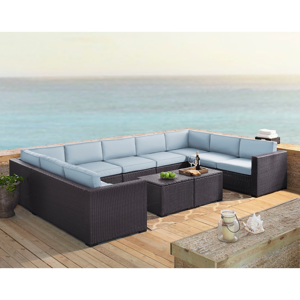 isla blue outdoor sectional set   
