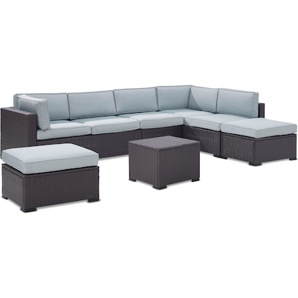 Isla 3-Piece Outdoor Sectional, Coffee Table, and 2 Ottomans Set