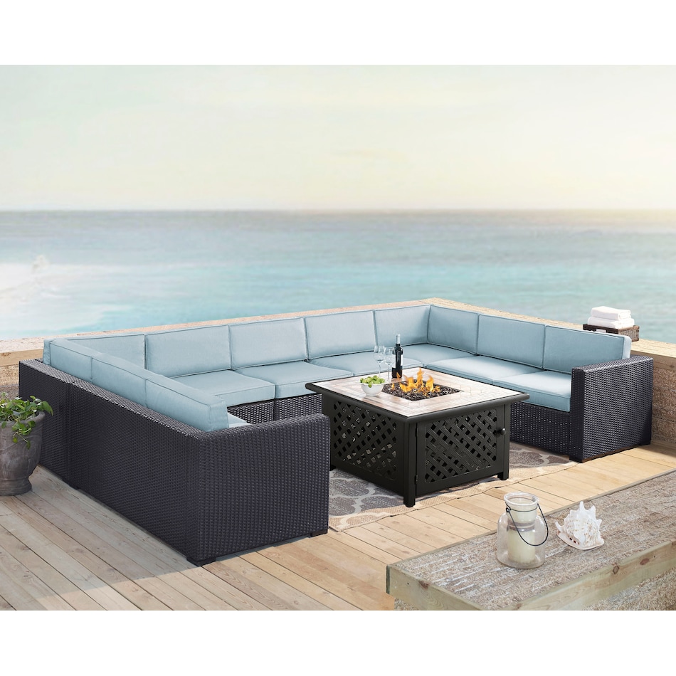 Isla 5Piece Outdoor Sectional and Fire Table Set Mist Value City