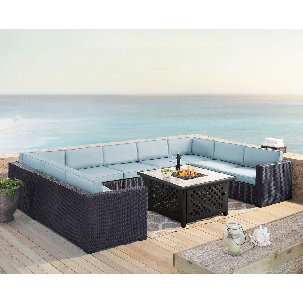 isla blue outdoor sectional set   