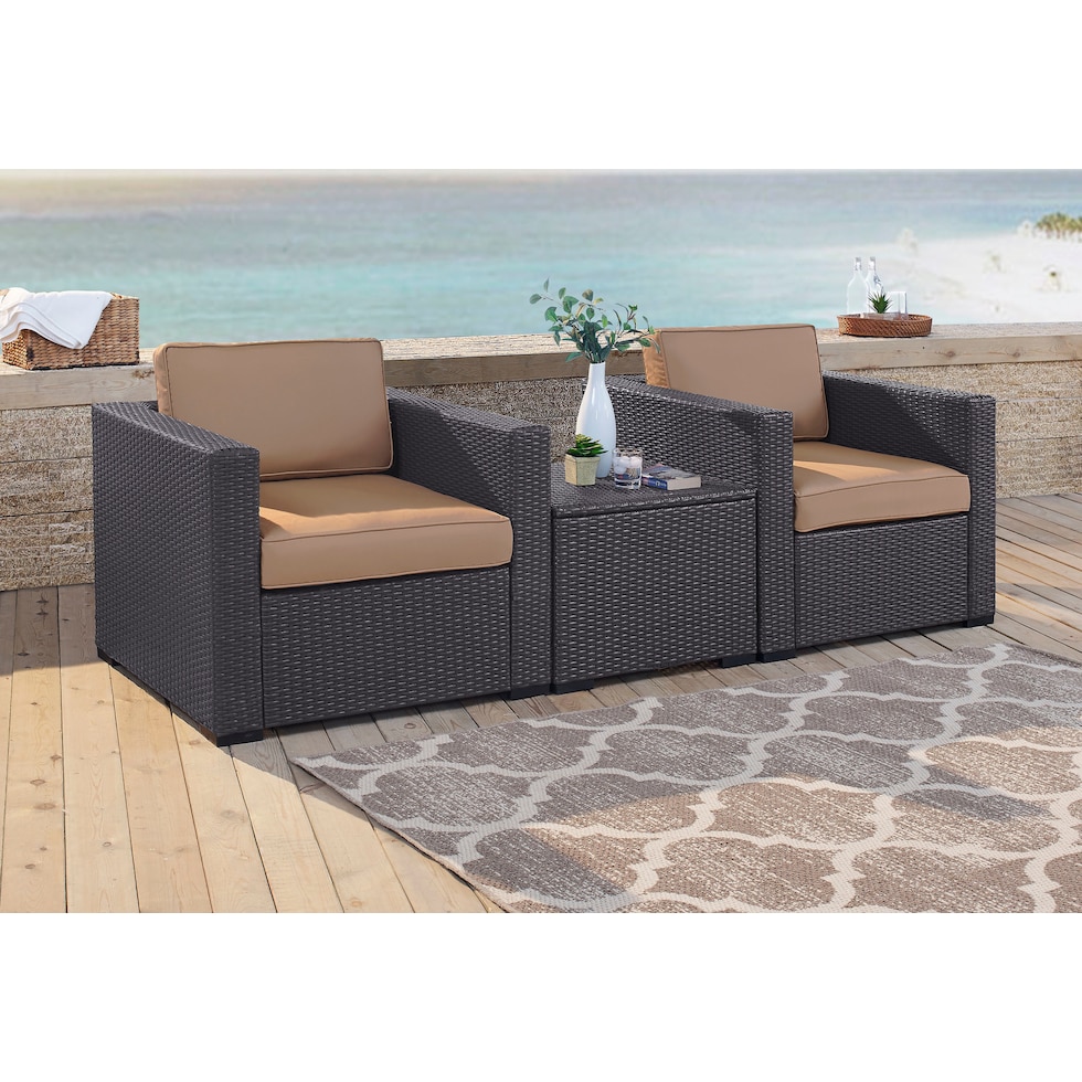 isla dark brown outdoor chair set   