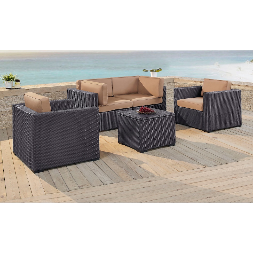 isla dark brown outdoor loveseat set   