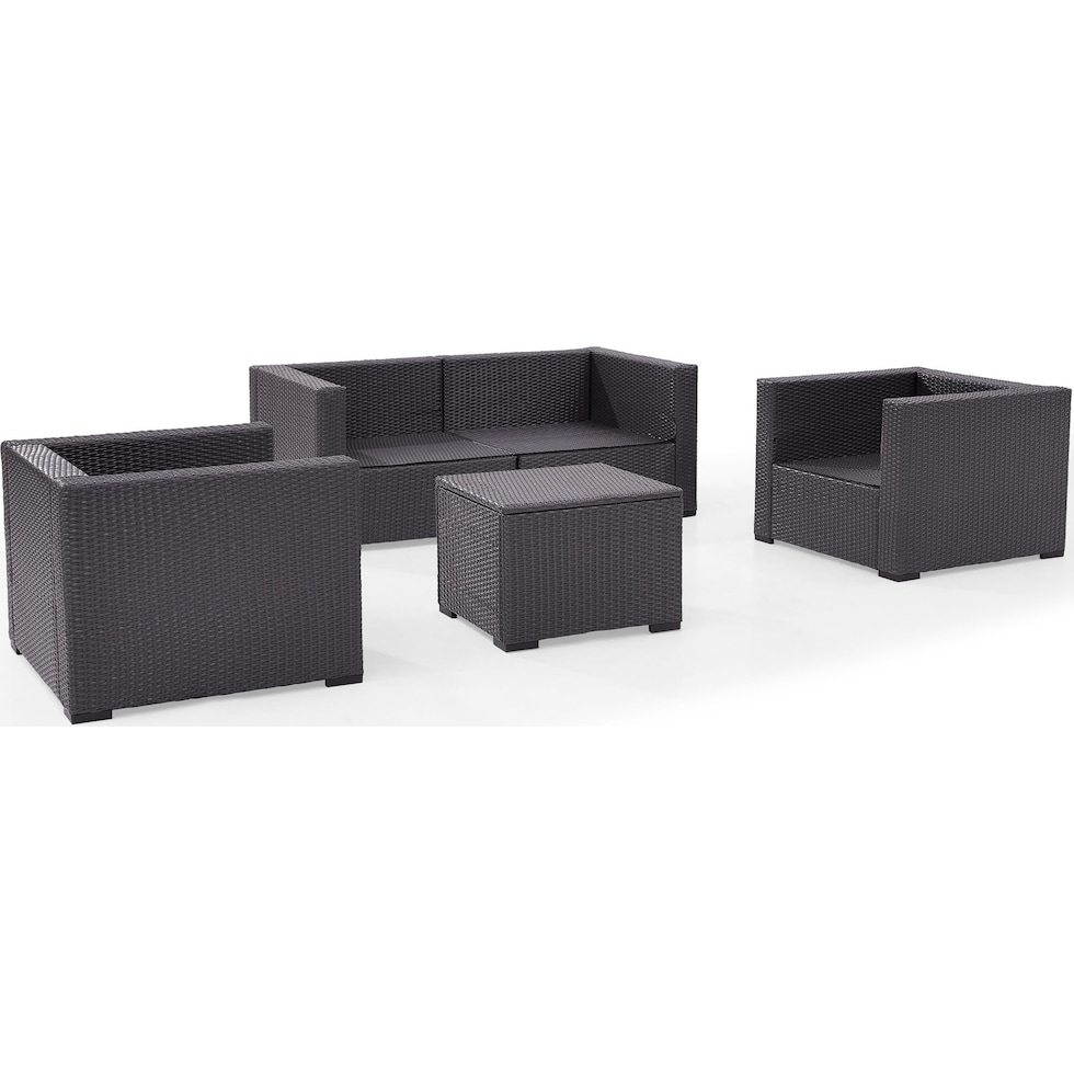 isla dark brown outdoor loveseat set   
