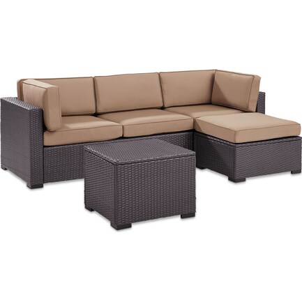 Isla 2-Piece Outdoor Sofa, Ottoman, and Coffee Table Set - Mocha