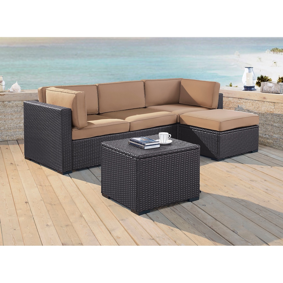 isla dark brown outdoor sectional set   