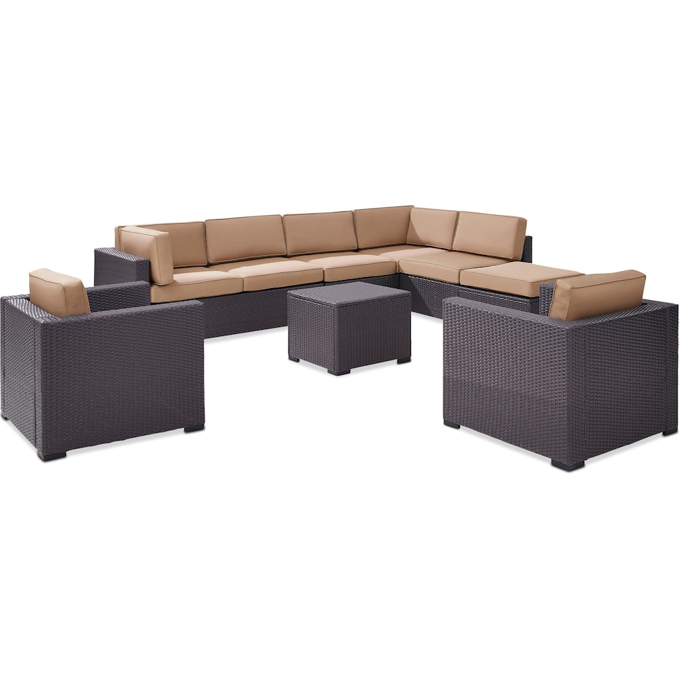 isla dark brown outdoor sectional set   