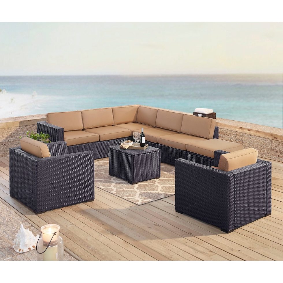 isla dark brown outdoor sectional set   