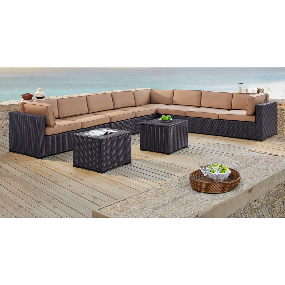 isla dark brown outdoor sectional set   
