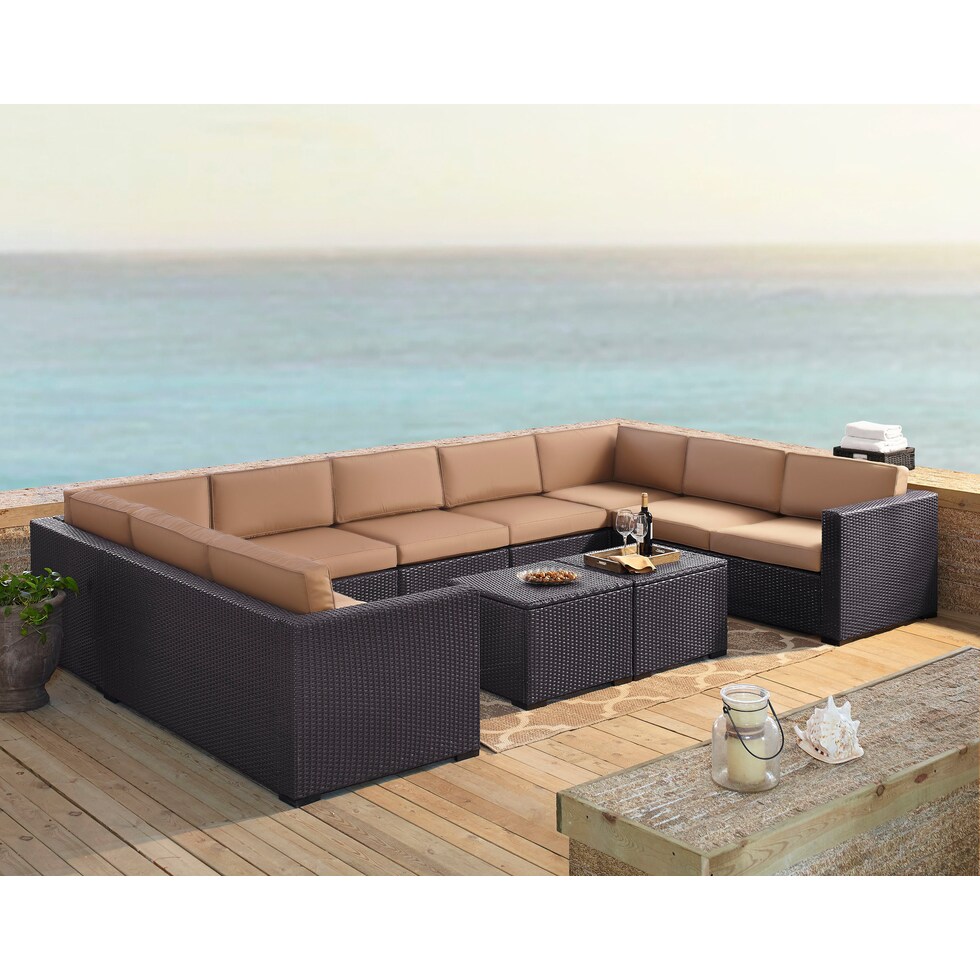 isla dark brown outdoor sectional set   
