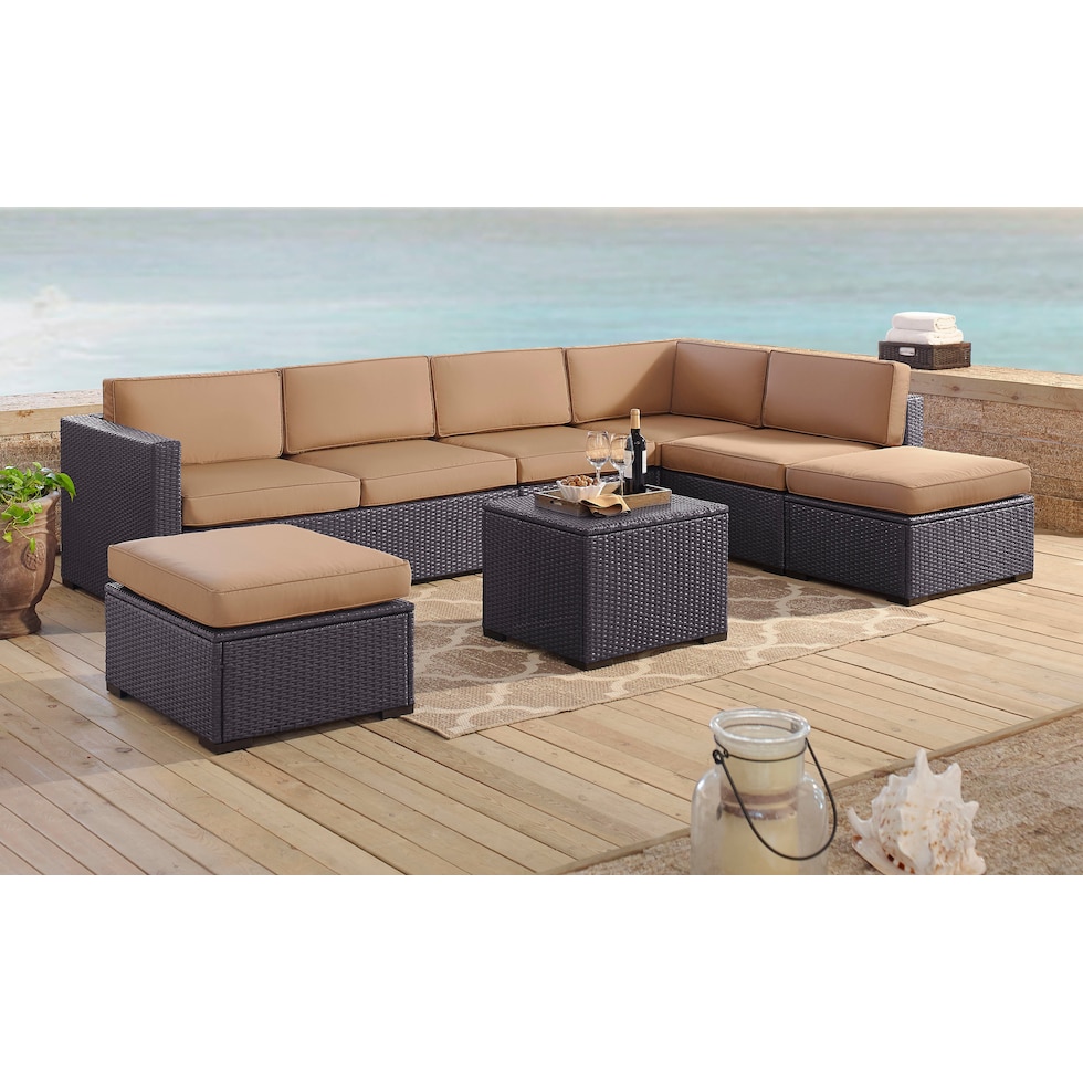 isla dark brown outdoor sectional set   