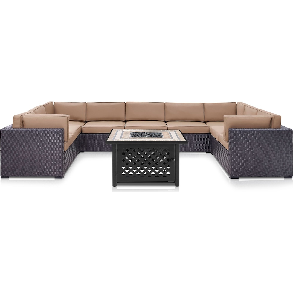isla dark brown outdoor sectional set   