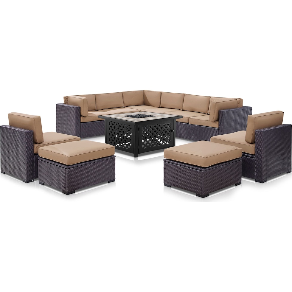 isla dark brown outdoor sectional set   