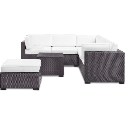 Isla 3-Piece Outdoor Sectional, Ottoman, and Coffee Table Set - White
