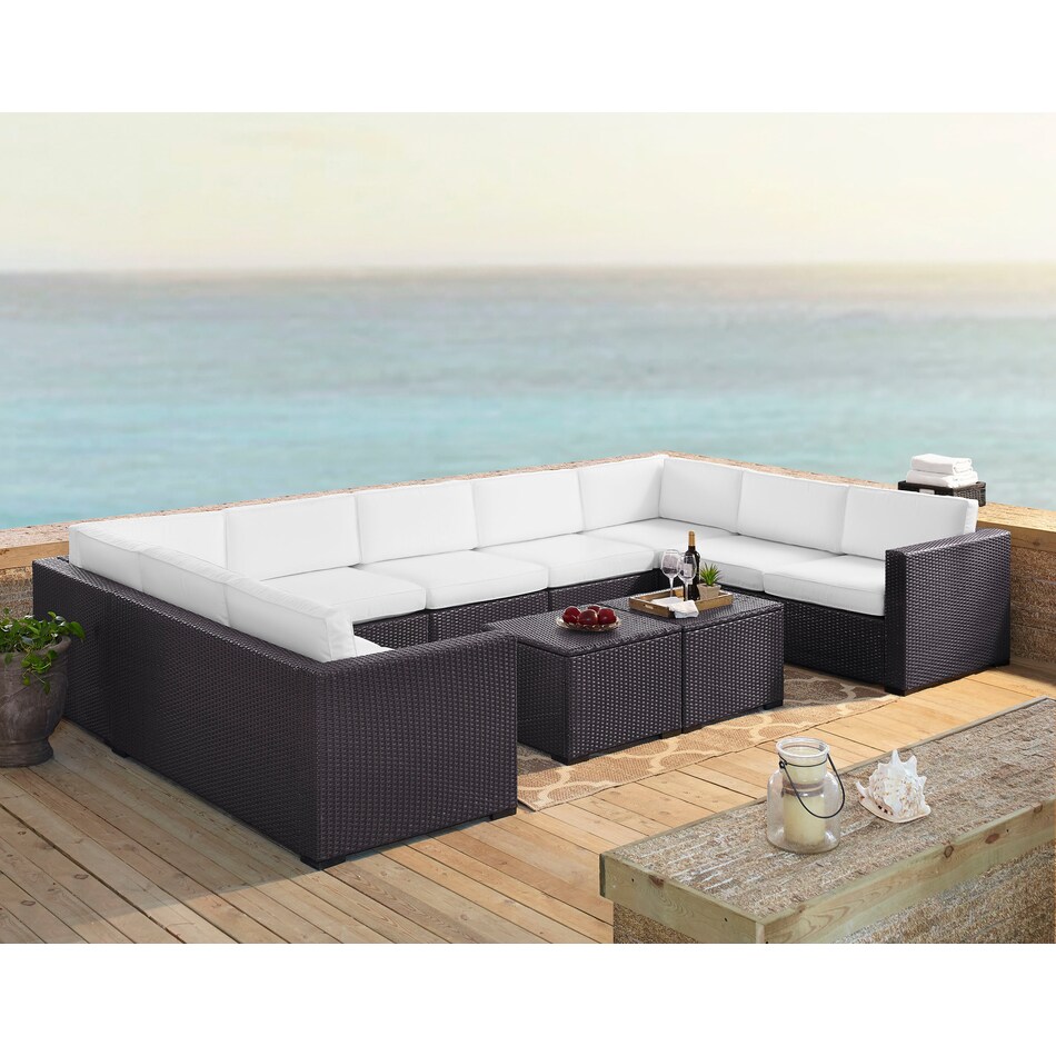 Isla 5Piece Outdoor Sectional and 2 Coffee Tables White Value City