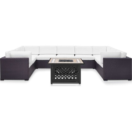 Isla 5-Piece Outdoor Sectional and Fire Table Set - White