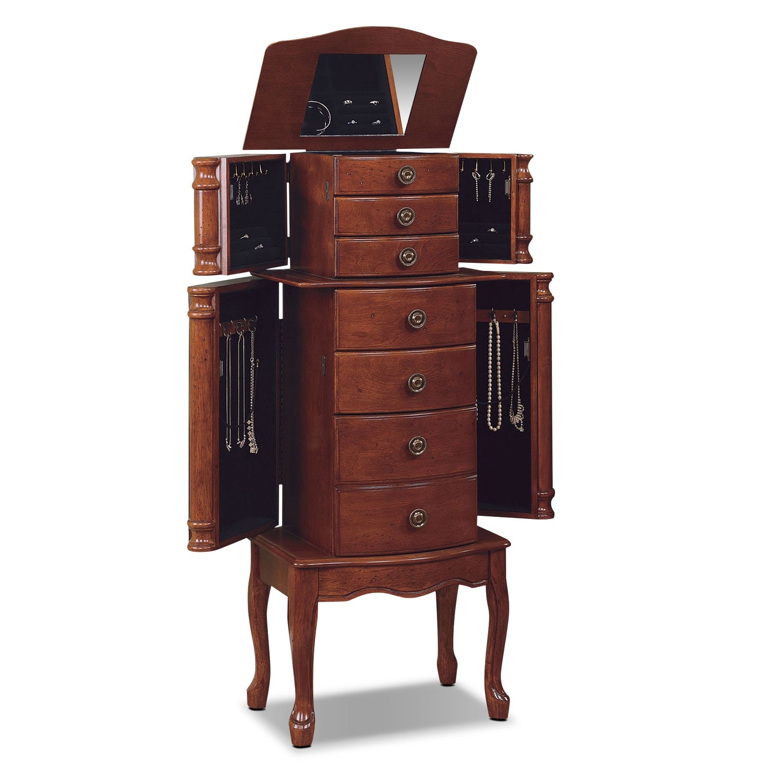 Ivy Jewelry Armoire - Cherry | Value City Furniture