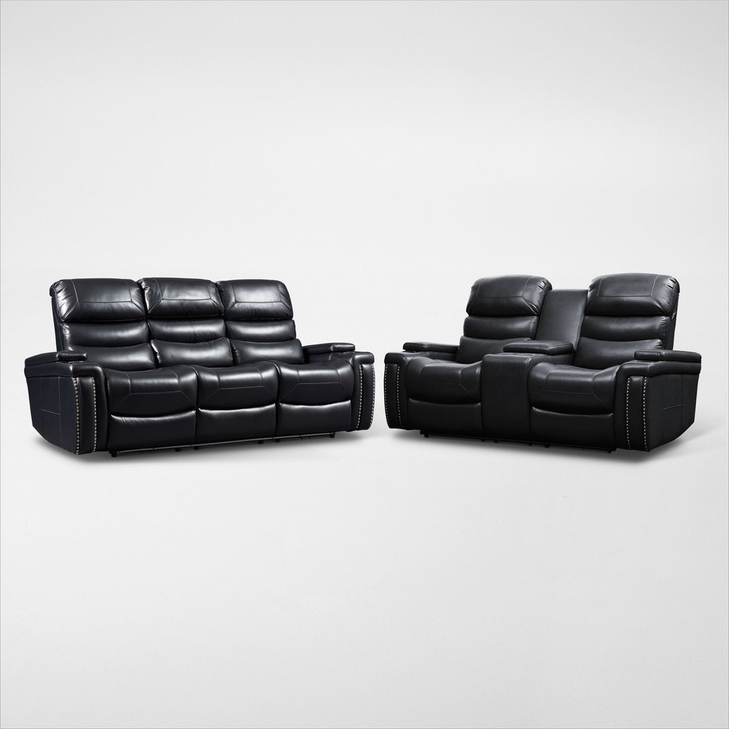 Jackson Triple-Power Reclining Sofa and Loveseat Set - Black