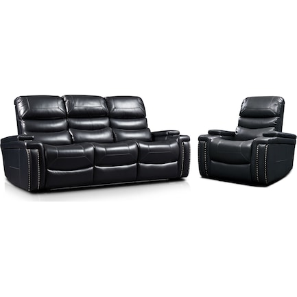 Jackson Triple-Power Reclining Sofa and Recliner Set - Black