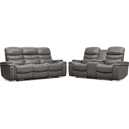 Jackson Triple-Power Reclining Sofa and Loveseat Set - Gray